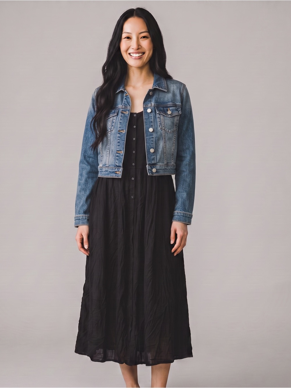 FRYE Black Mixed Media Button Front Sleeveless Midi Maxi Dress